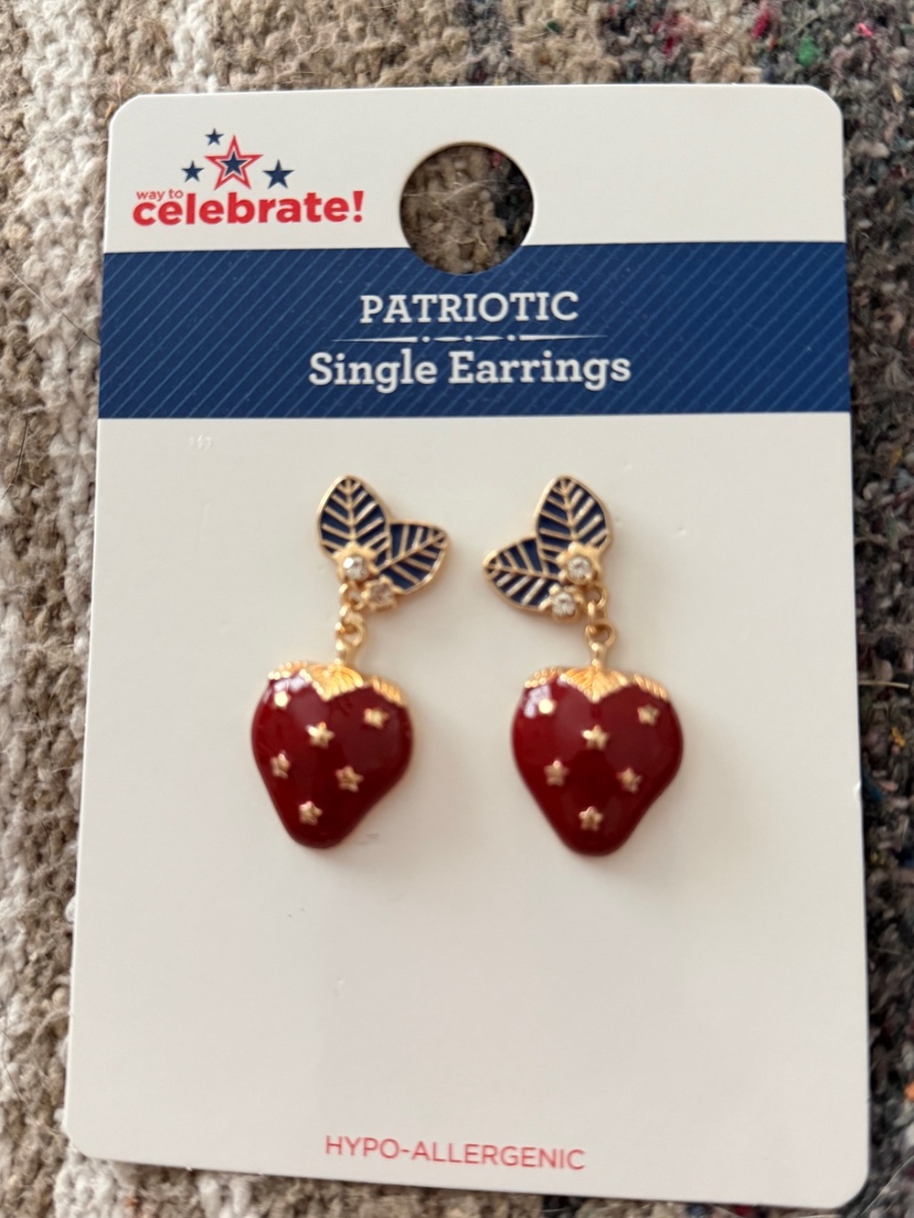 Celebrate It Red Heart Drop Earrings with Blue Leaf Posts